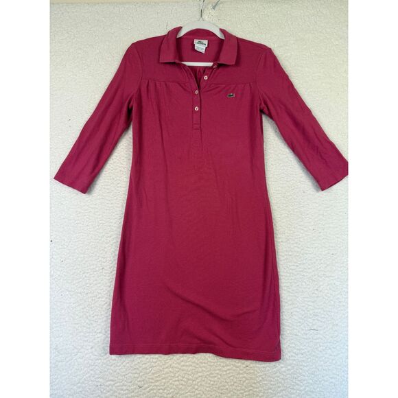 LACOSTE Pink‎ Polo Dress Size 36 US 4 Golf Tennis Cotton Minimalist Prep - Picture 1 of 9